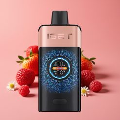 IGET ONE 12000 Puffs Engangs Vape Jordbær Bringebær – 2700 mAh, 0.6 ohm Dual Mesh Coil, Stor Bøyd Fargeskjerm