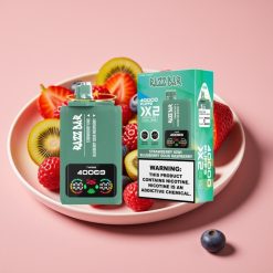Razz Bar 40000 Puffs Engangsdamp Skjermvisning Jordbær Kiwi & Blåbær Sur Bringebær Type-C 650mAh
