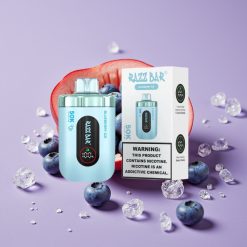 Razz Bar 50K Puffs Engangs Vape Blåbær Is med 650 Mah Batteri og Type-C Lading